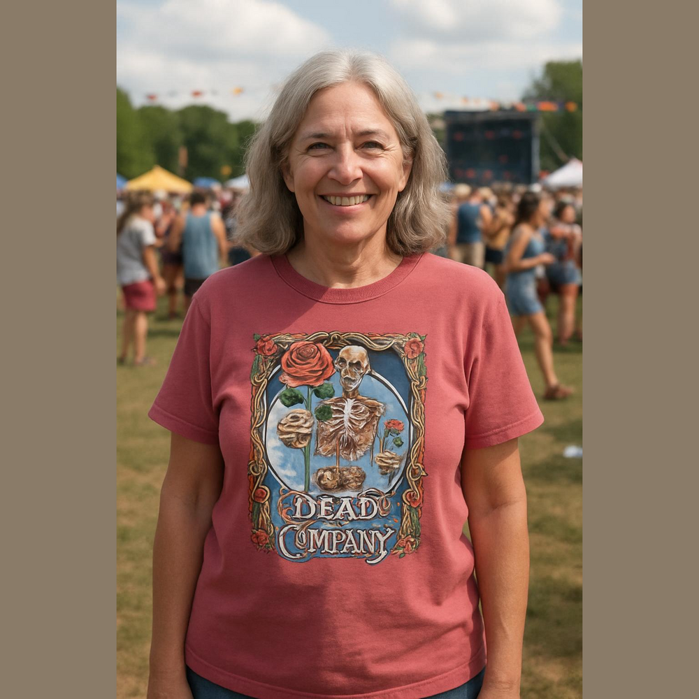 Dead & Company Skeleton Rose Graphic Tee - Dusty Rose